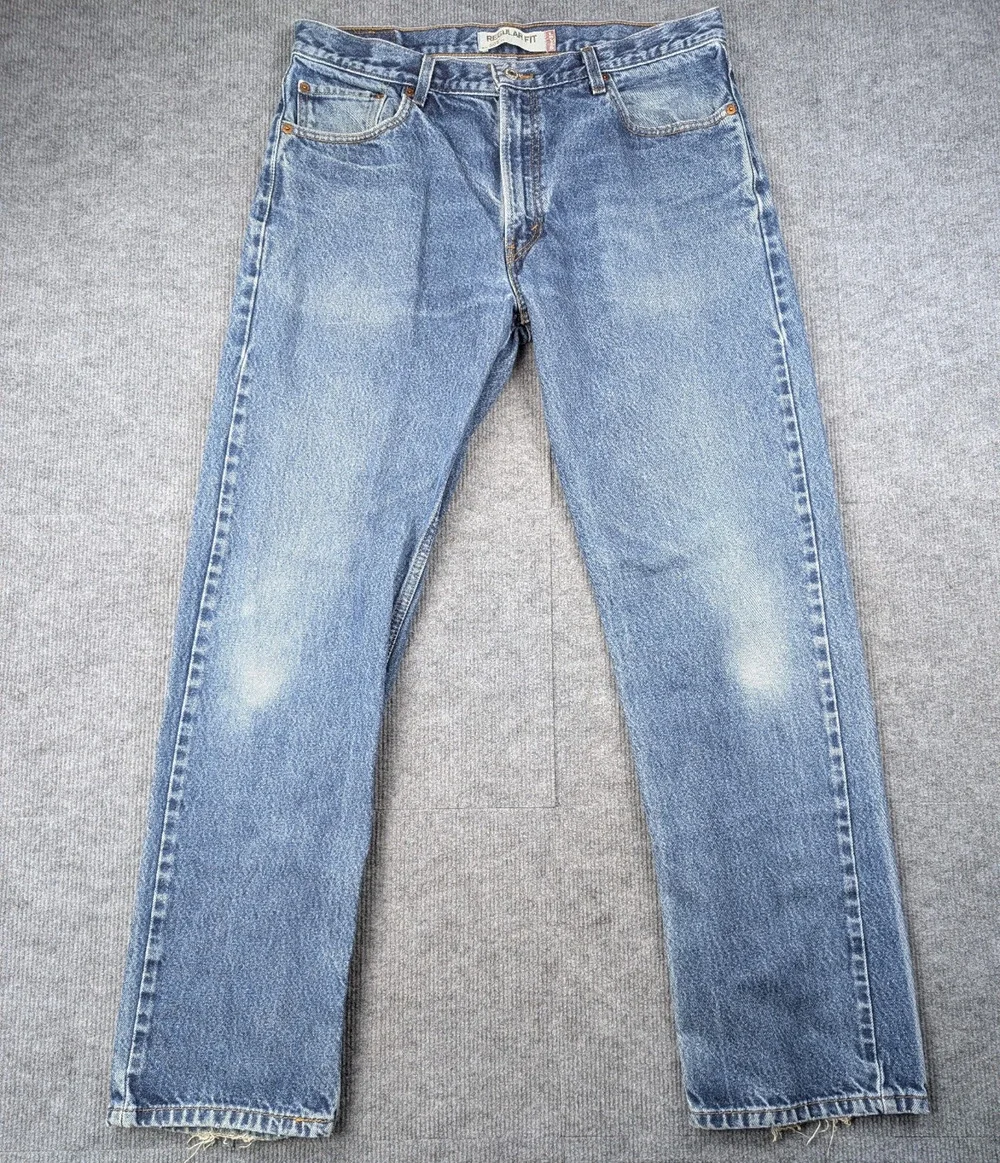 Levis 505 Jeans Mens 36x34 Regular Fit Cotton Denim 36x32 Actual Fade Distress